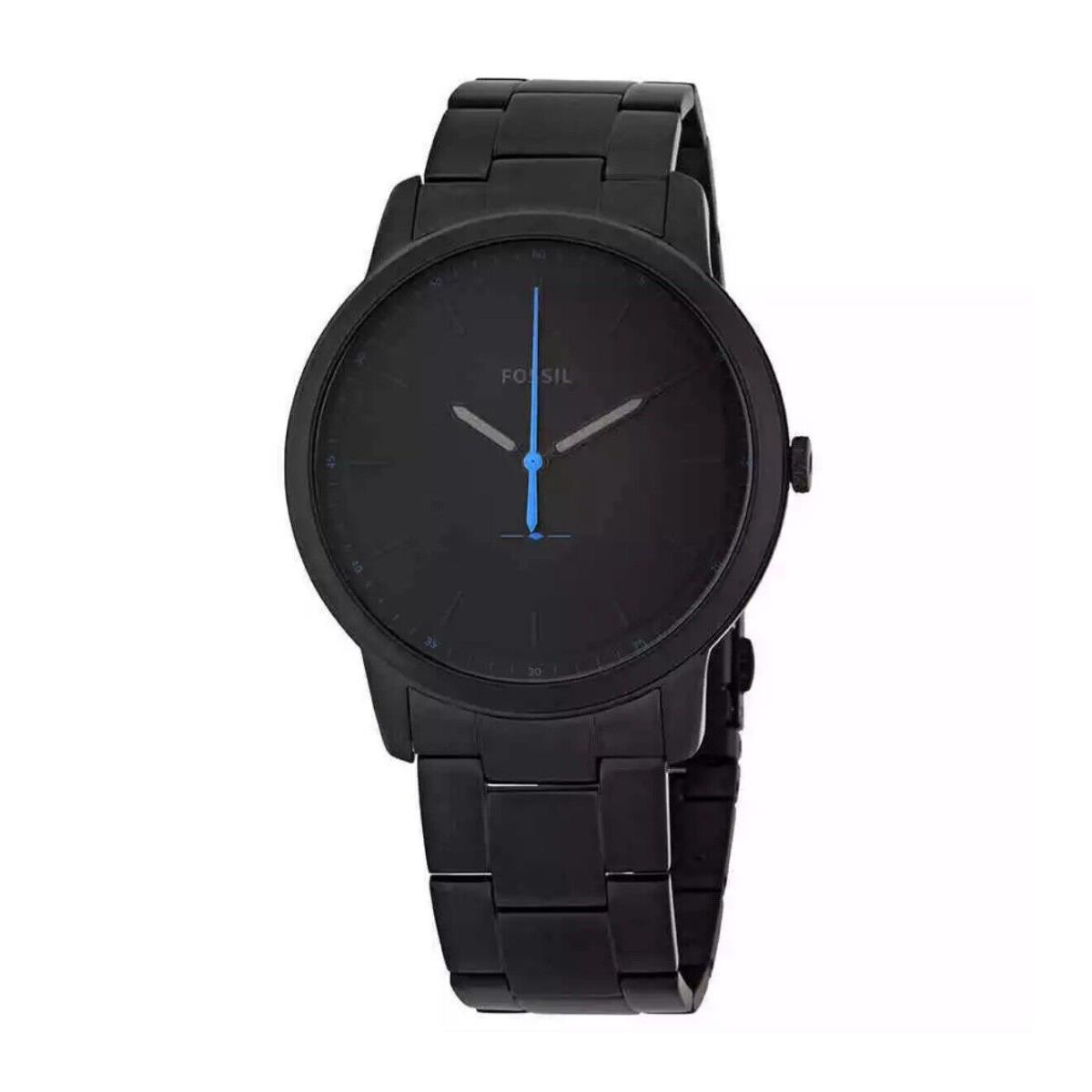 Fossil The Minimalist Black Satin Dial Men`s Watch FS5308 - Dial: Black Satin, Band: Black, Bezel: Black