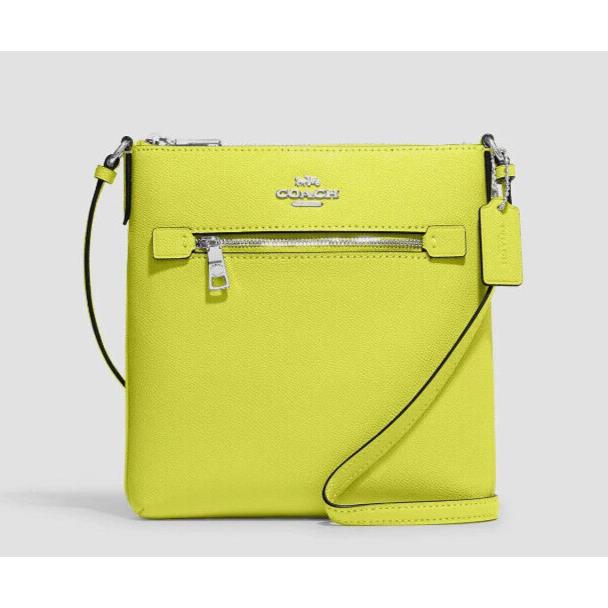 Coach CE871 Mini Rowan File Bag Crossgrain Leather Bright Yellow