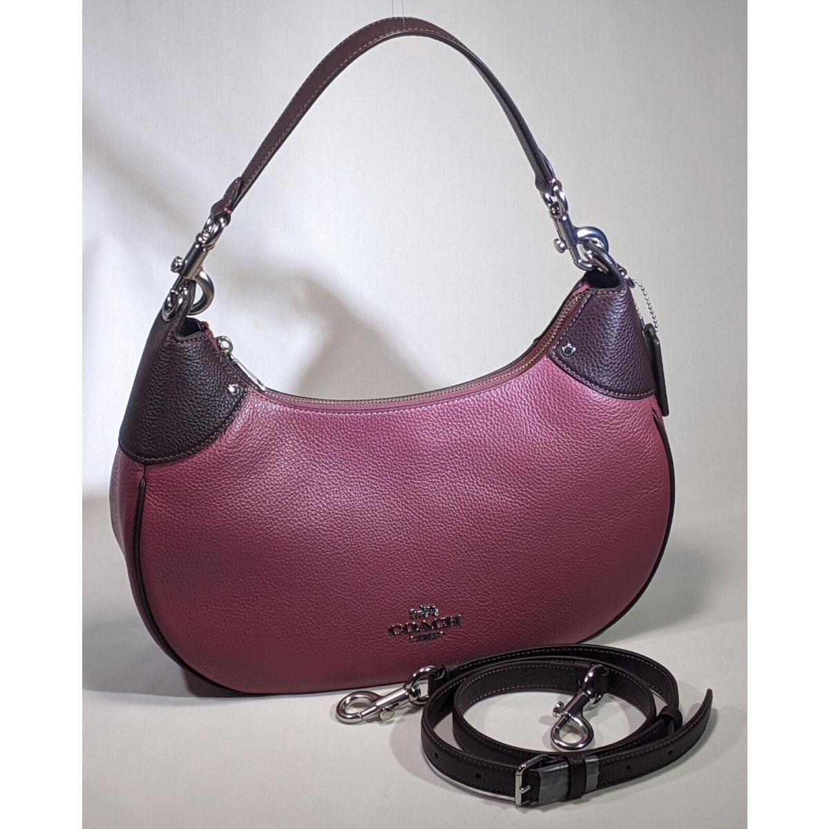 Coach Pebble Leather Mara Hobo Shoulder Bag Crossbody Style CJ864 Raspberry/wine