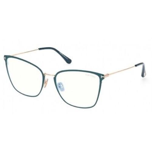 Tom Ford FT5839-B-087-56 Shiny Turquoise Blue Block Lens Eyeglasses