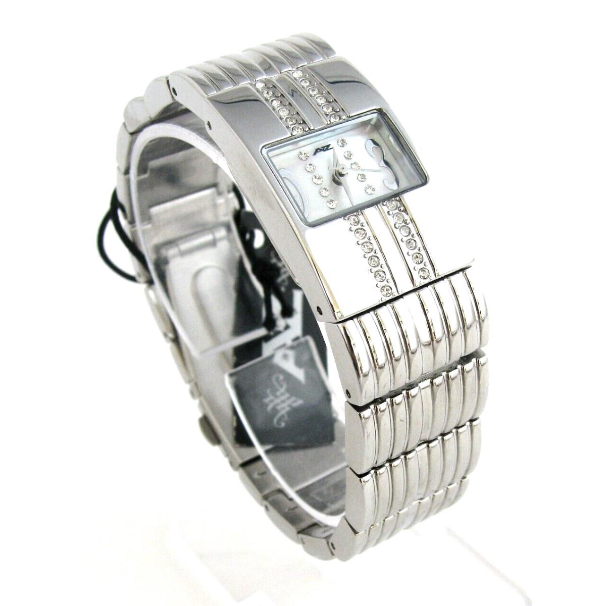 A II Z by Timex White Mop Dial Silver Crystals Bracelet Band Watch V0V690