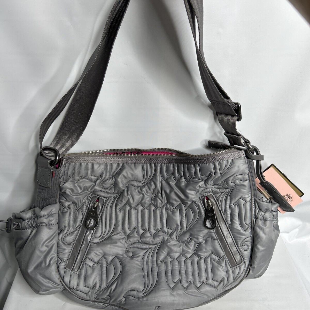 W/ Tags Juicy Couture Gray Quilted Handbag/shoulder Purse Silver Accents