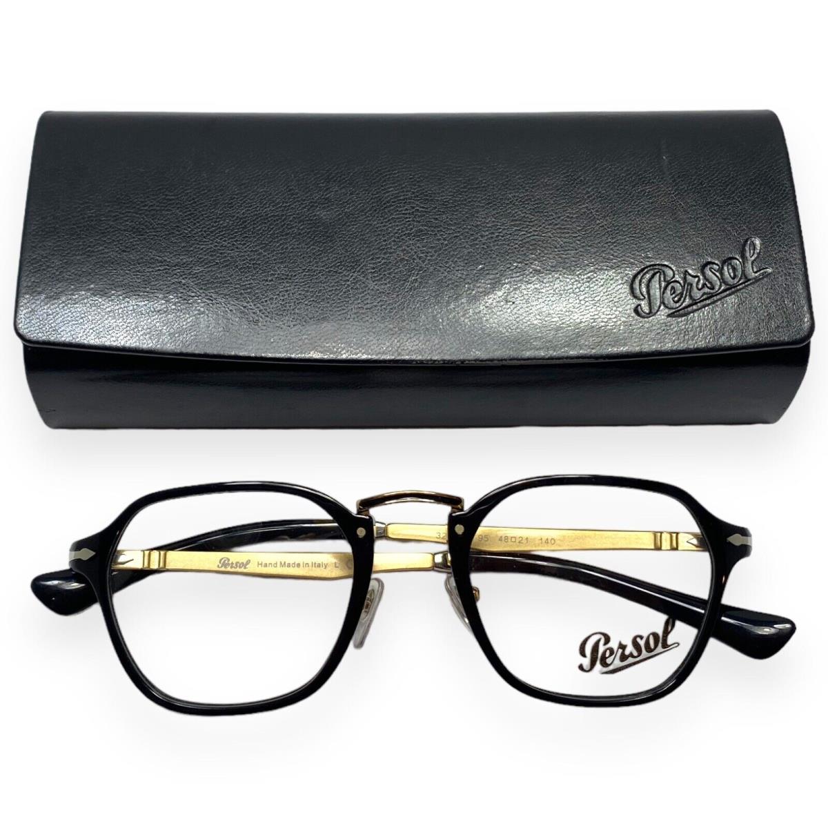 Persol PO3243V 95 Black Demo Lens Square Unisex Eyeglasses 48 mm Old Stock