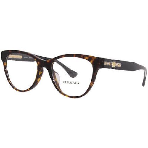 Versace 3304-F 108 Eyeglasses Frame Women`s Havana Full Rim Cat Eye 53mm
