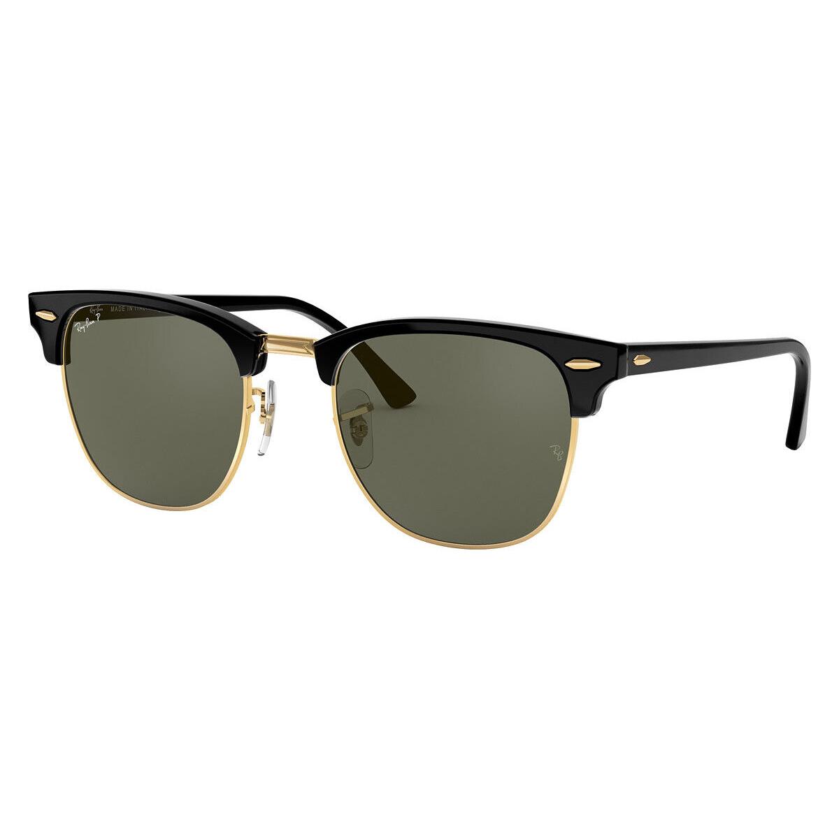 Ray-ban Clubmaster RB3016 Sunglasses Black Green Polarized 55 - Frame: Black / Green Polarized, Lens: Green Polarized