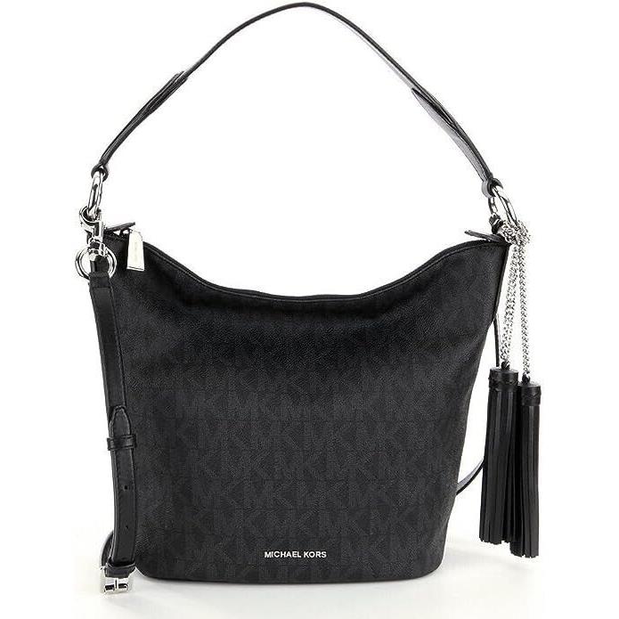 Michael Kors Elana Pvc Coated Medium Convertible Shoulder Bag Black