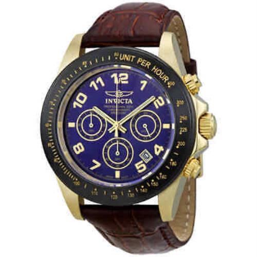 Invicta Speedway Chronograph Men`s Watch 10710 - Dial: Blue, Band: Brown