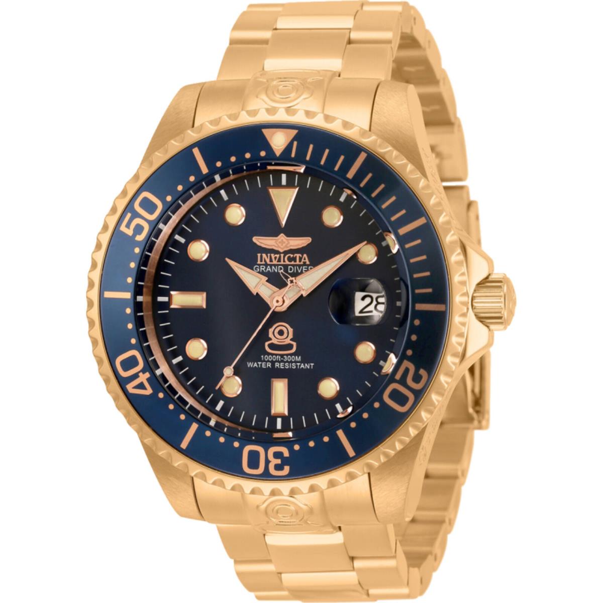 Invicta Men`s Watch Pro Diver Automatic Blue Dial Rose Gold Bracelet 33316