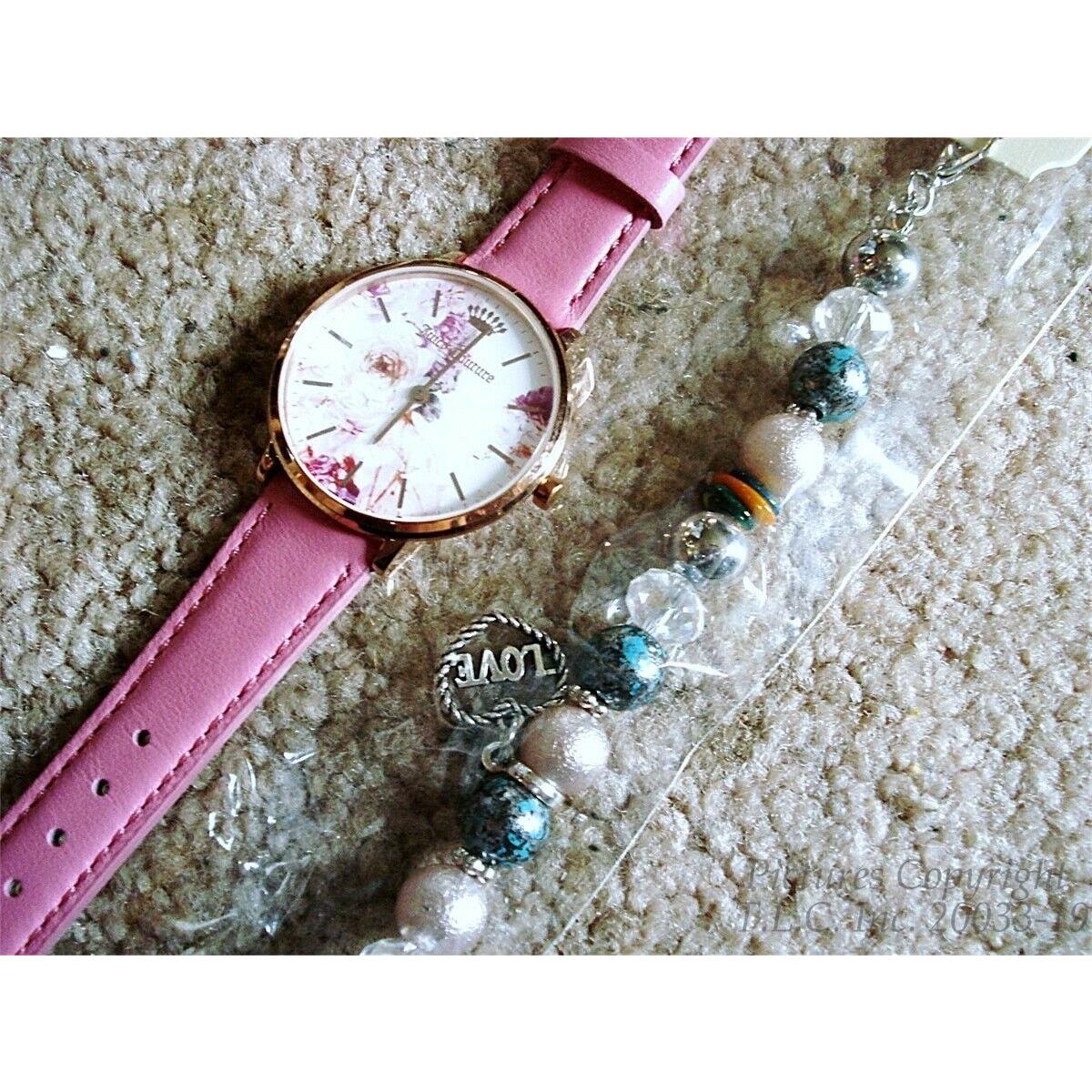 Pink Band Slim Case Floral Face Juicy Couture 1901602 Watch-by Movado +bonus