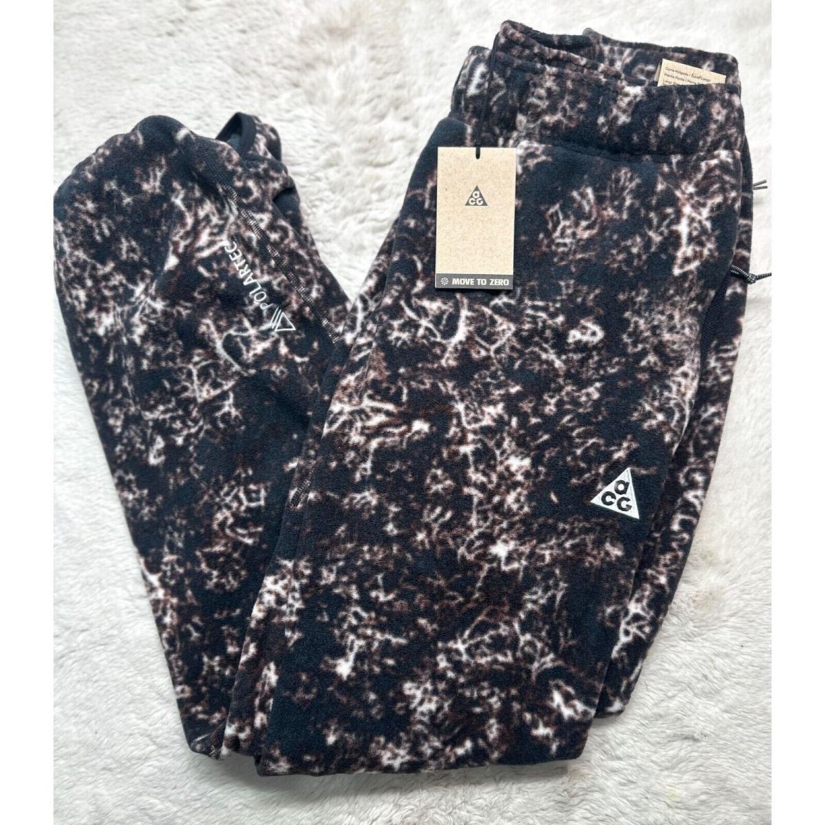 Nike Men Size Large Acg Wolf Tree Polartec Jogger Pants Black Brown DV9104-104