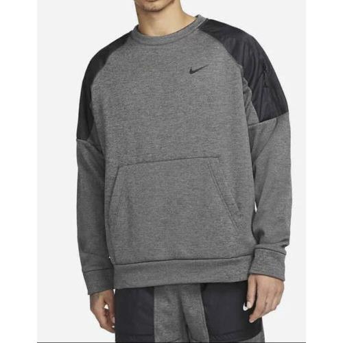 Nike Therma-fit Men s Charcoal Heather/black Fitness Crew DQ4854-071 Size Large