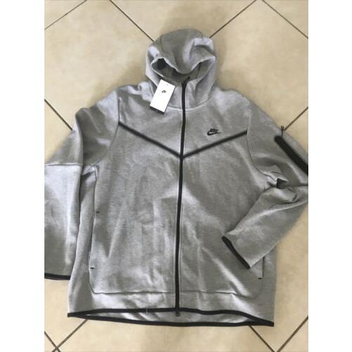 Nike Tech Fleece Jacket Gray Mens 2XL-Tal Full Zip Hoodie Sweatshirt CU4489-063
