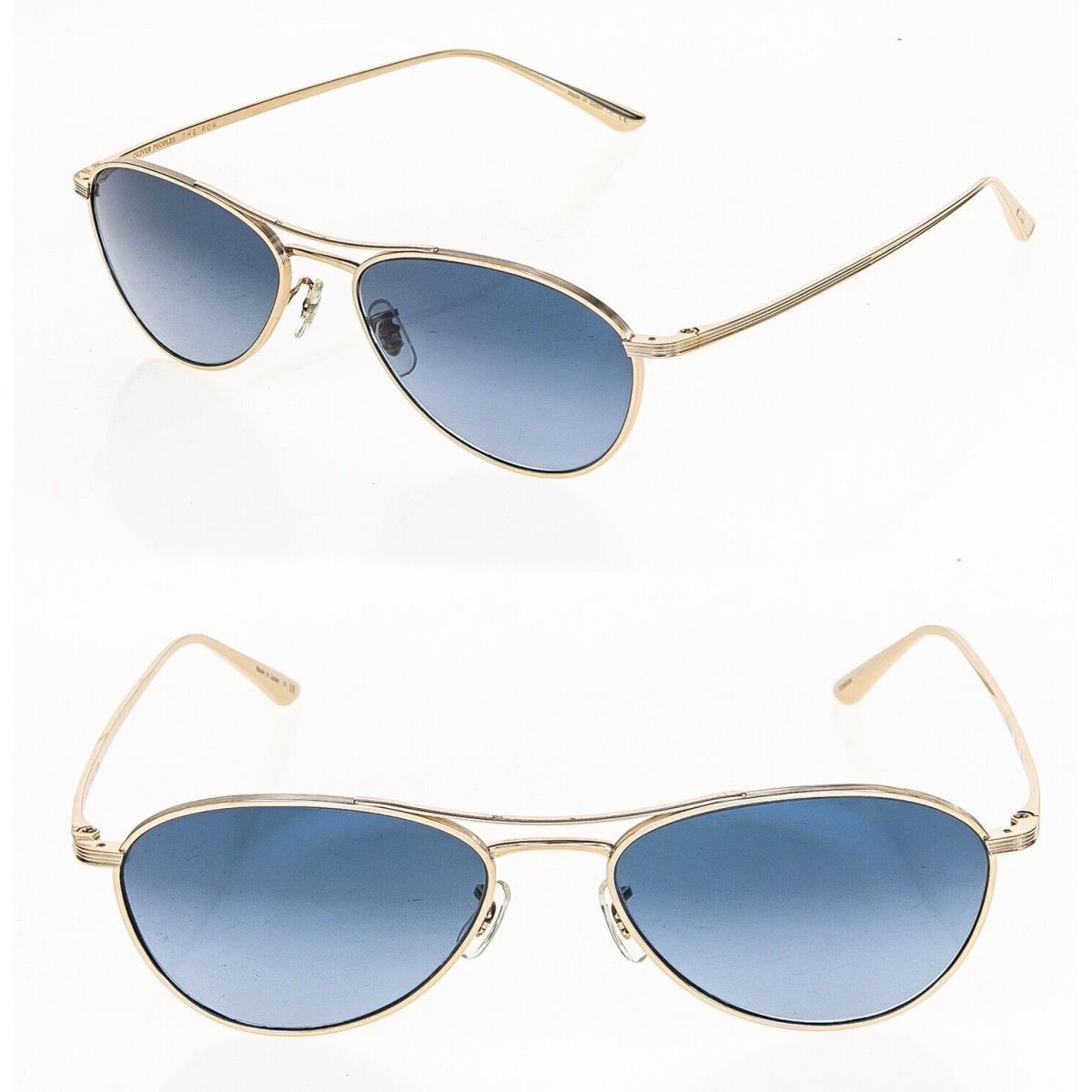 Oliver Peoples 1245 The Row Aero LA Slim Titanium Gold Blue Sunglasses OV1245ST