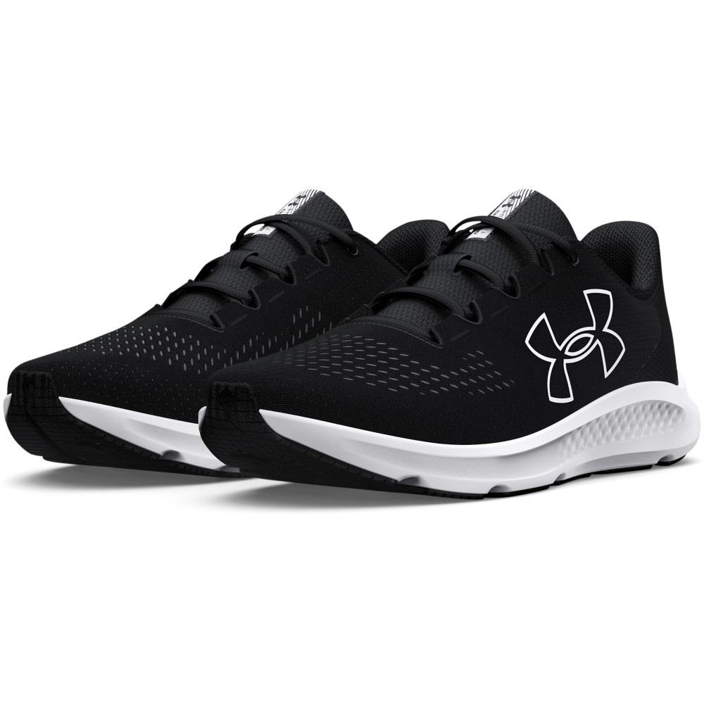 Under Armour 3026518 Men`s UA Charged Pursuit 3 Big Logo Running Athletic Shoes Black/White