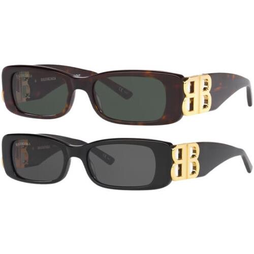 Balenciaga Dynasty Women`s Rectangle Sunglasses - BB0096S - Made in Italy - Frame: