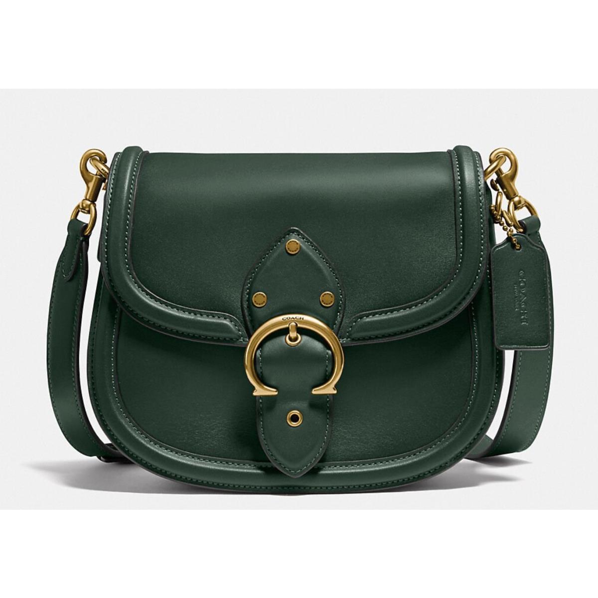 Coach Beat Leather Saddle Crossbody Shoulder Bag Green C0749 BN