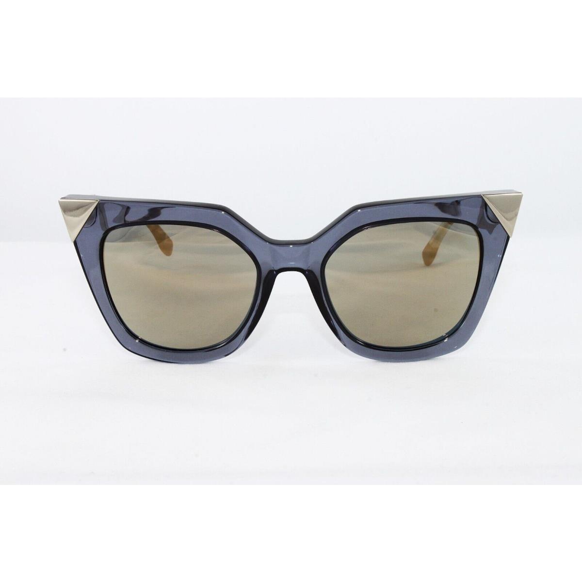 Fendi Sunglasses Women`s Cat Eye FF0060S Msu Blue Gray Gold Lime 52mm