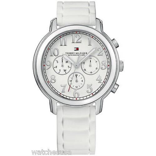 Tommy Hilfiger 1780958 White Dial Rubber Band Chronograph Womens Watch