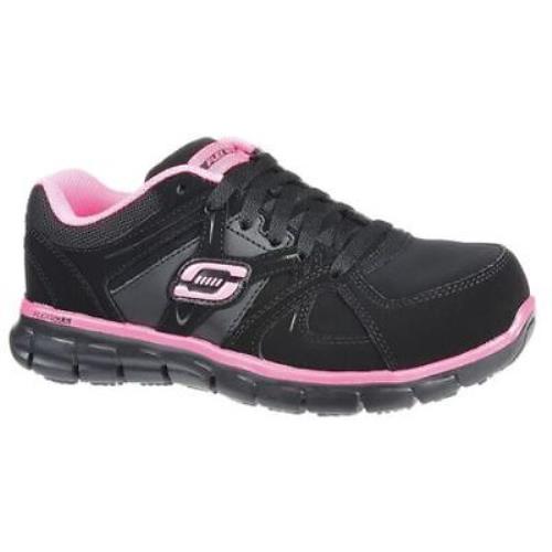 Skechers 76553 Bkpk Sz 6 Work Shoes 6 M Black Alloy Womens Pr