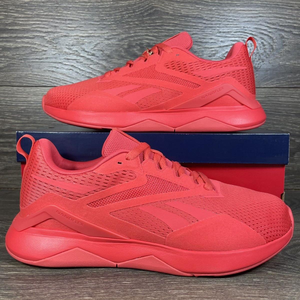 Reebok Men`s Nanoflex TR 2 Triple Red Gym Workout Training Shoes Sneakers