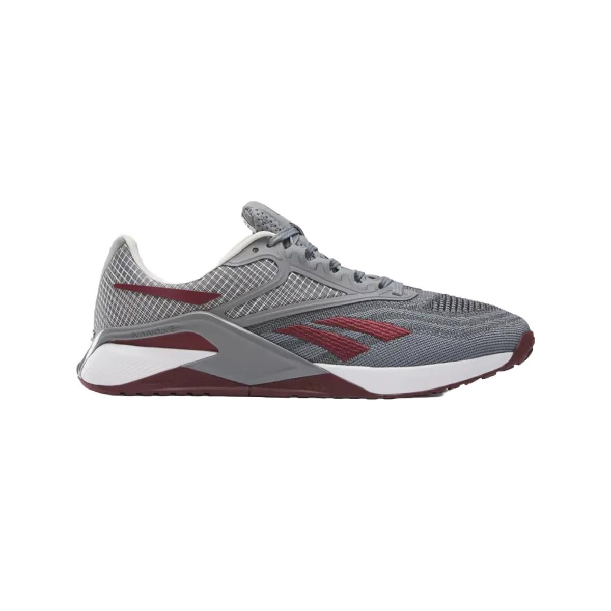 Men Reebok Nano X2 Training Shoes Grey Gray Maroon White 100072414 Trainer - Gray