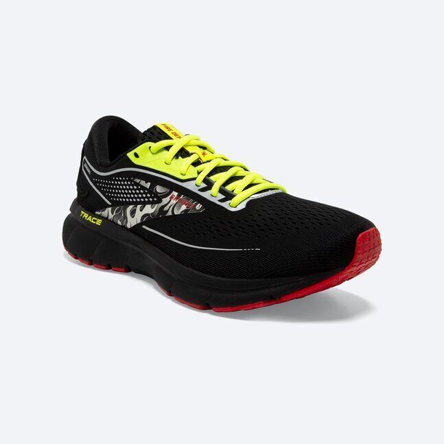 Mens Brooks 110388 011 Trace 2 Running Cushion Neutral Black/red/volt Shoes
