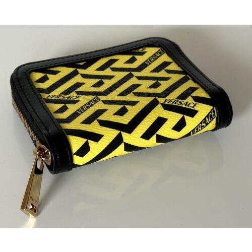 Versace Black/yellow Calf Leather Zipper Wallet/pouch 1001873 Italy