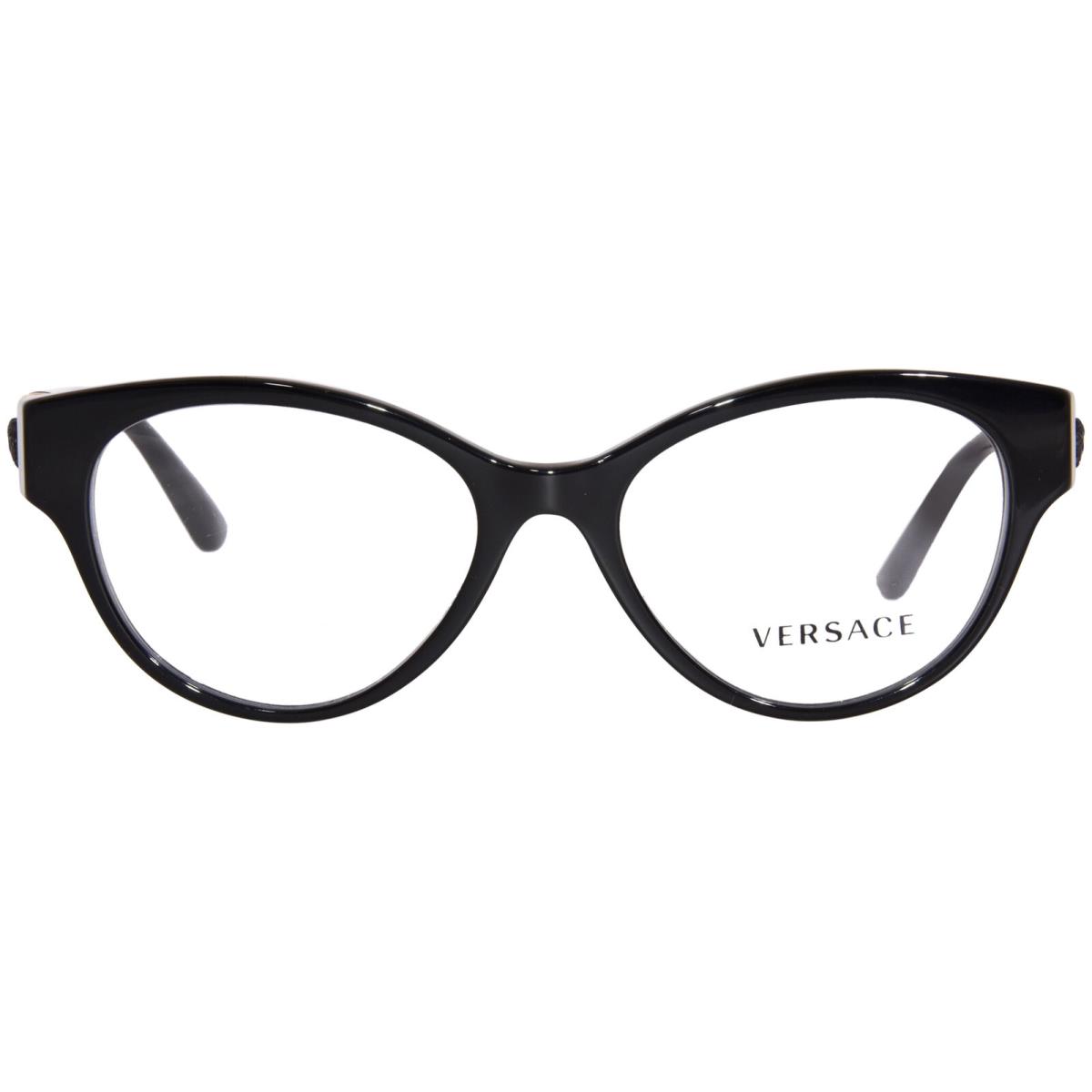 Versace VE3313 GB1 Eyeglasses Women`s Black Full Rim Round Shape 54mm