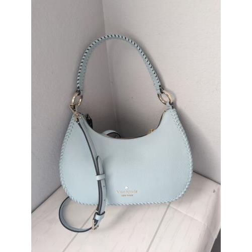 Kate Spade Leila Whipstitch Pebbled Leather Shoulder Bag Crossbody Dewy Blue