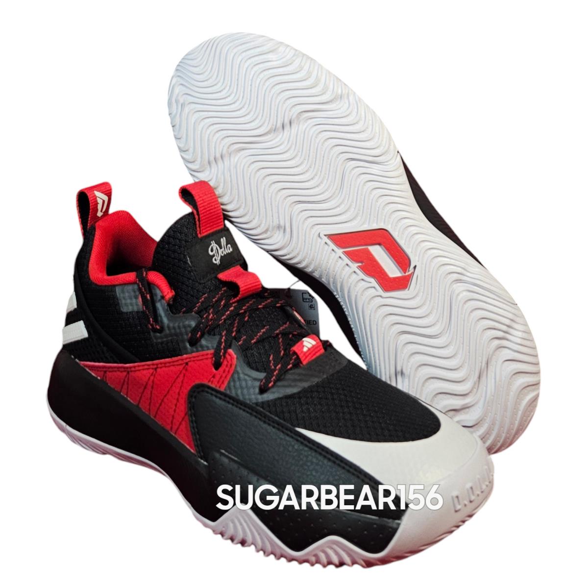 Men`s 10 Adidas Dame Certified Basketball Shoes Black Red White HR0728 - Black/Red/White