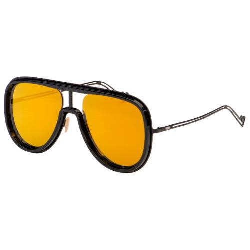 Fendi Sunglasses FF M0068/S 02M2 SQ Black Frame Gold Mirror Lens