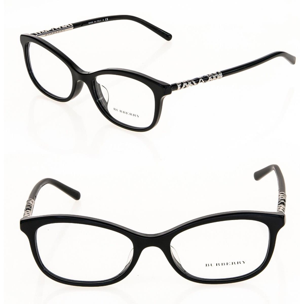 Burberry BE2231F Black Silver Eyeglasses Optical Check Plaque Frame 54mm 2231