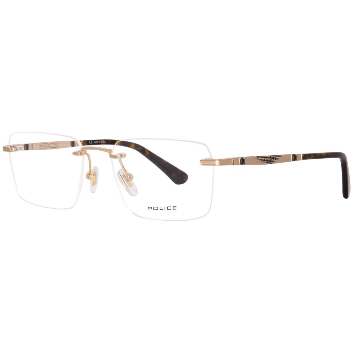 Police Origins-Nineties-8 VPLF84 0H34 Eyeglasses Men`s Rose Gold Rimless 54mm