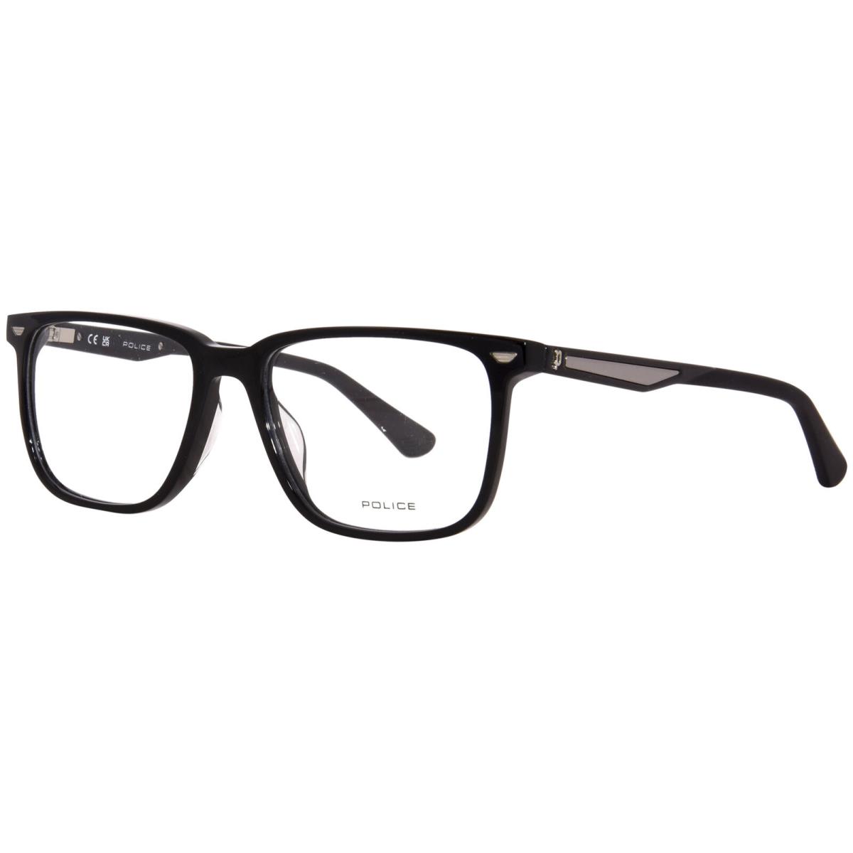 Police Groove-1 VPLF01 0700 Eyeglasses Men`s Black Full Rim Square Shape 54mm