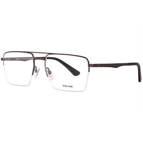 Police Quest-2 VPLG71 0509 Eyeglasses Men`s Silver/black Semi Rim 55mm - Silver Frame