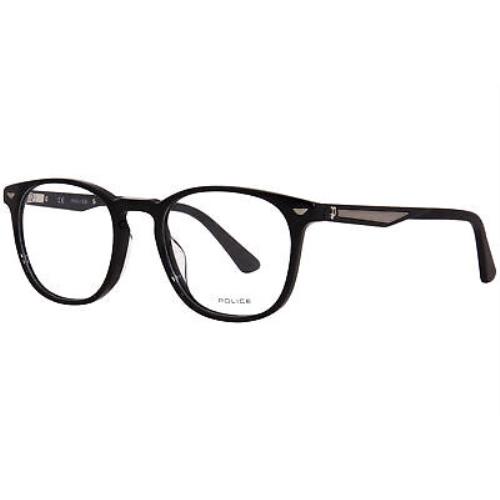Police Groove-2 VPLF02 0700 Eyeglasses Men`s Black Full Rim Round Shape 50mm