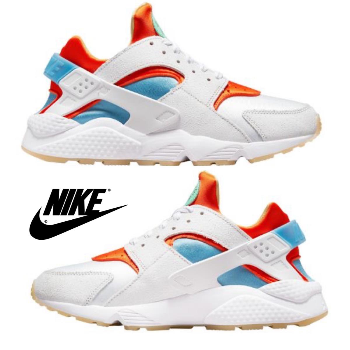 Nike Air Huarache Men`s Casual Shoes Running Athletic Comfort Sport White Orange - White , White/Orange/Multi Manufacturer