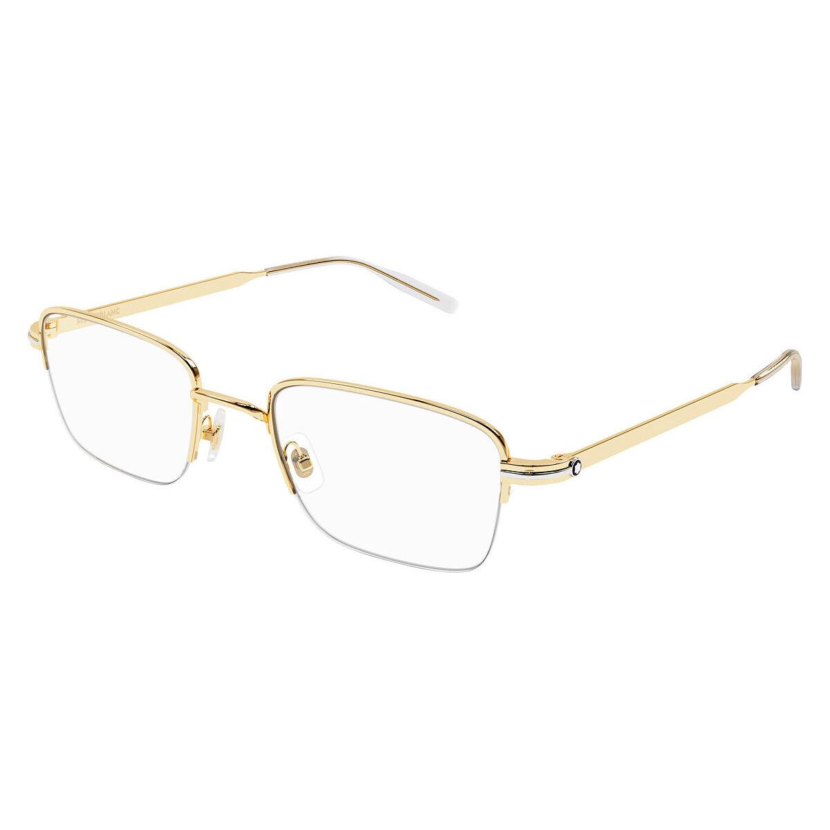 Montblanc MB0237O Eyeglasses Men Gold Rectangle 54mm