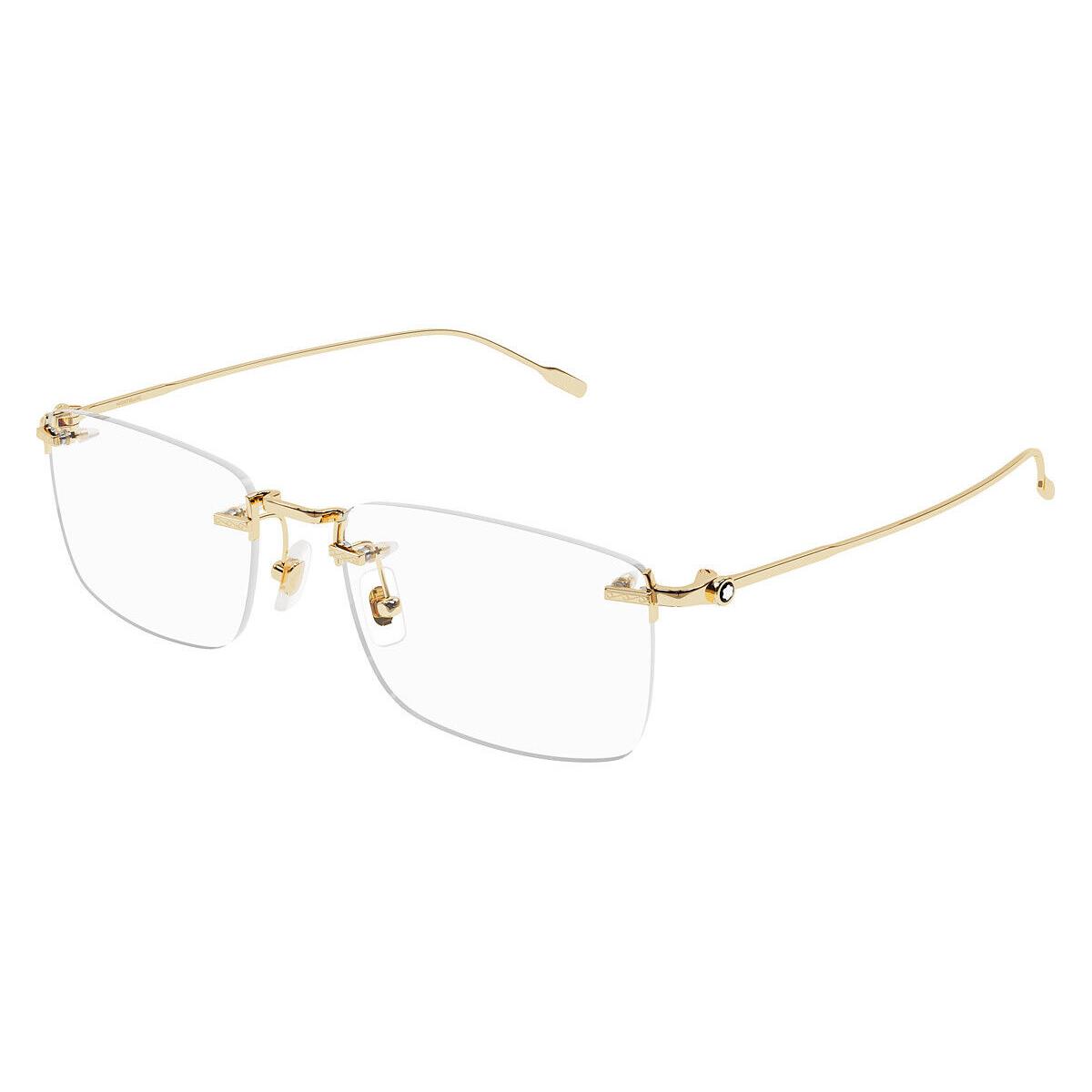 Montblanc MB0241O Eyeglasses Men Gold Rectangle 54mm
