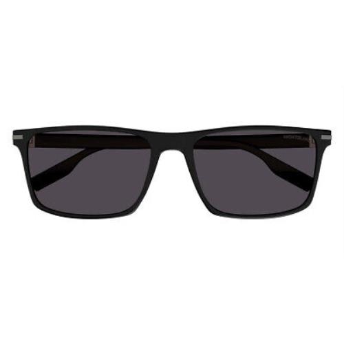 Montblanc MB0249S Sunglasses Men Black Gray Square 59mm