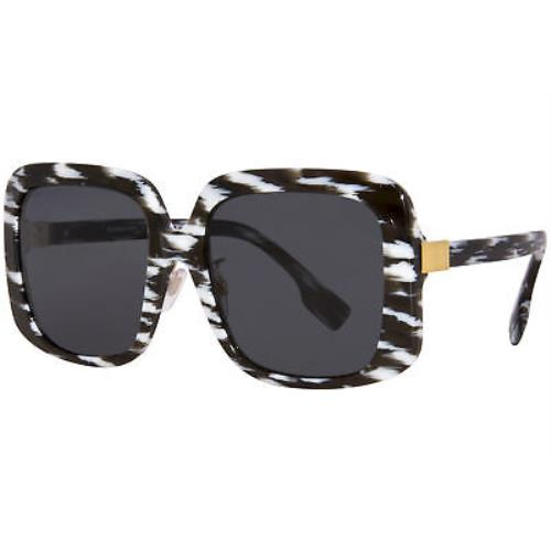 Burberry Penelope BE4363F 397887 Sunglasses Women`s White/black/dark Grey 55mm - Frame: White, Lens: Gray