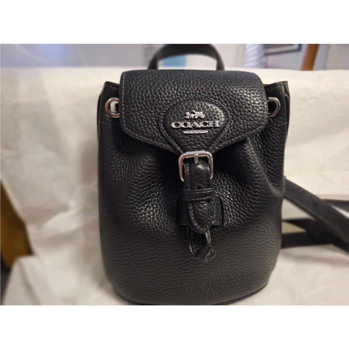 Coach Amelia Convertible Backpack Black Leather Small Crossbody Sling