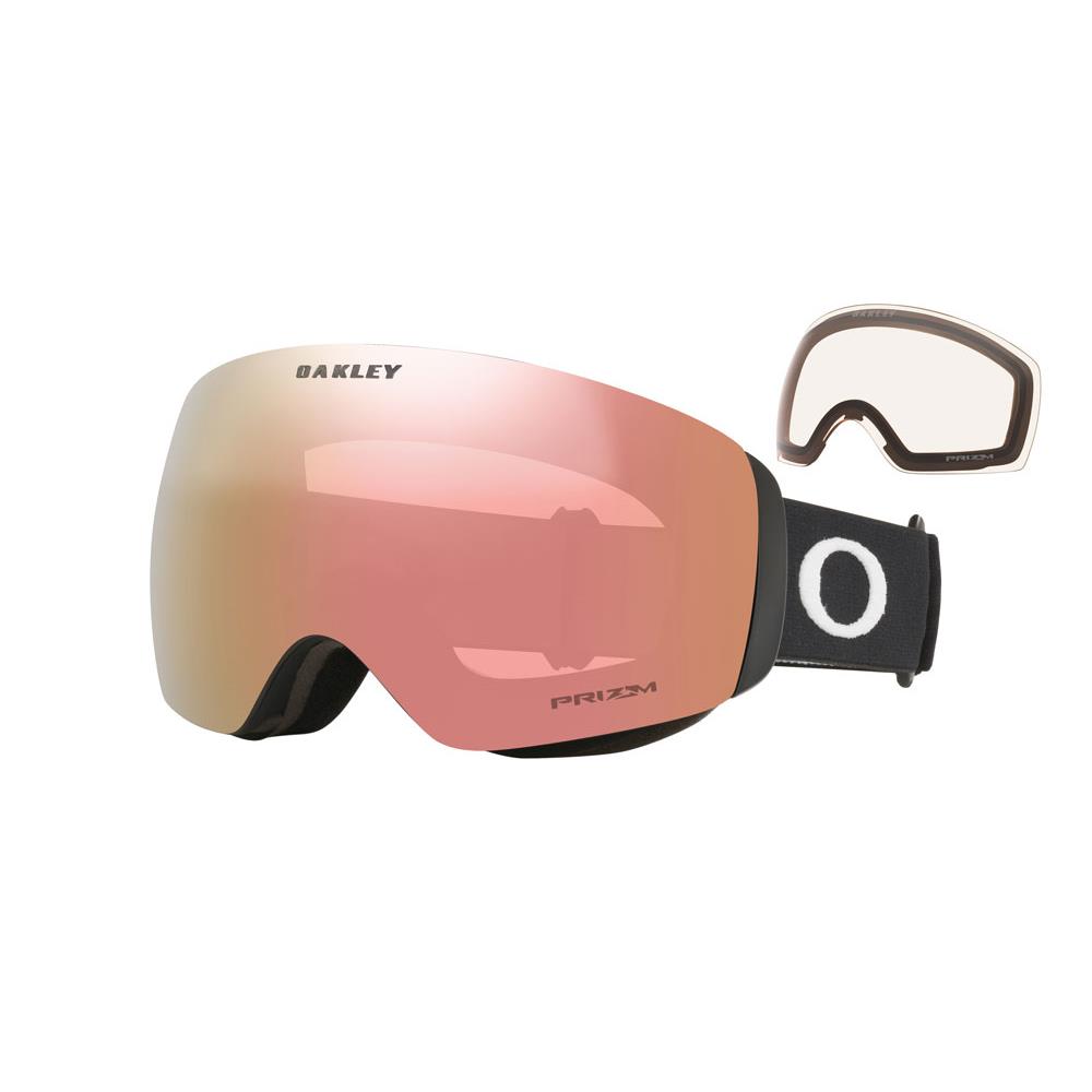 Oakley Flight Deck M Goggles - - Prizm Spherical Lens + Protective Soft Case Mat Black / 14% Rose Gold + Clear