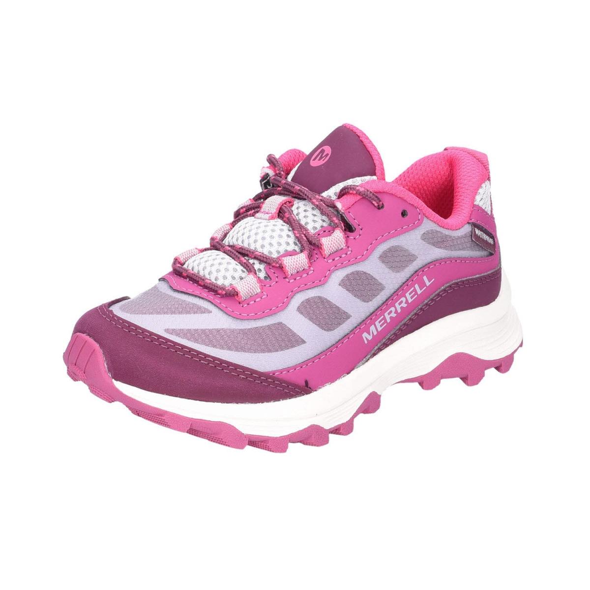 Girl`s Shoes Merrell Kids Moab Speed Low Waterproof Little Kid/big Kid Grey/Berry