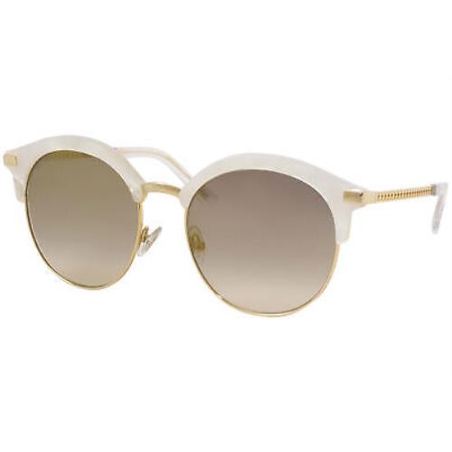 Jimmy Choo Hally/s Sckfq Sunglasses Women`s White-gold/gold Mirror Lenses 55mm - White Frame, Gray Lens