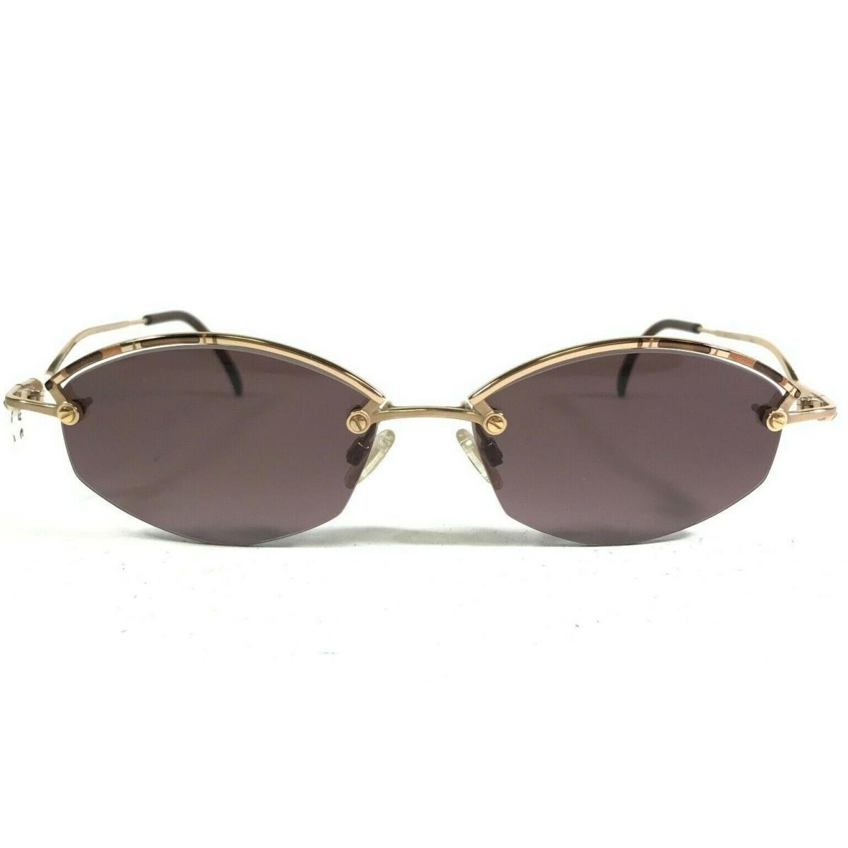 Cazal Sunglasses MOD.104 COL.738 Brown Gold Rectangular Frames with Purple Lens