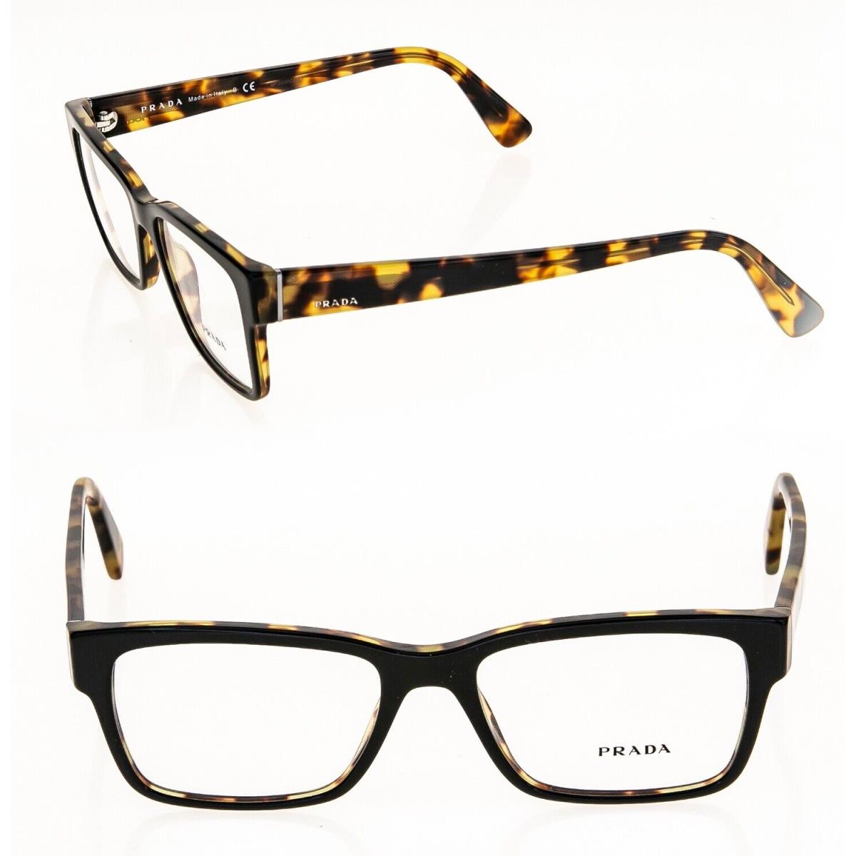 Prada PR15VV Black Havana Logo Square Eyeglasses Optical Frame 53 mm 15V Women