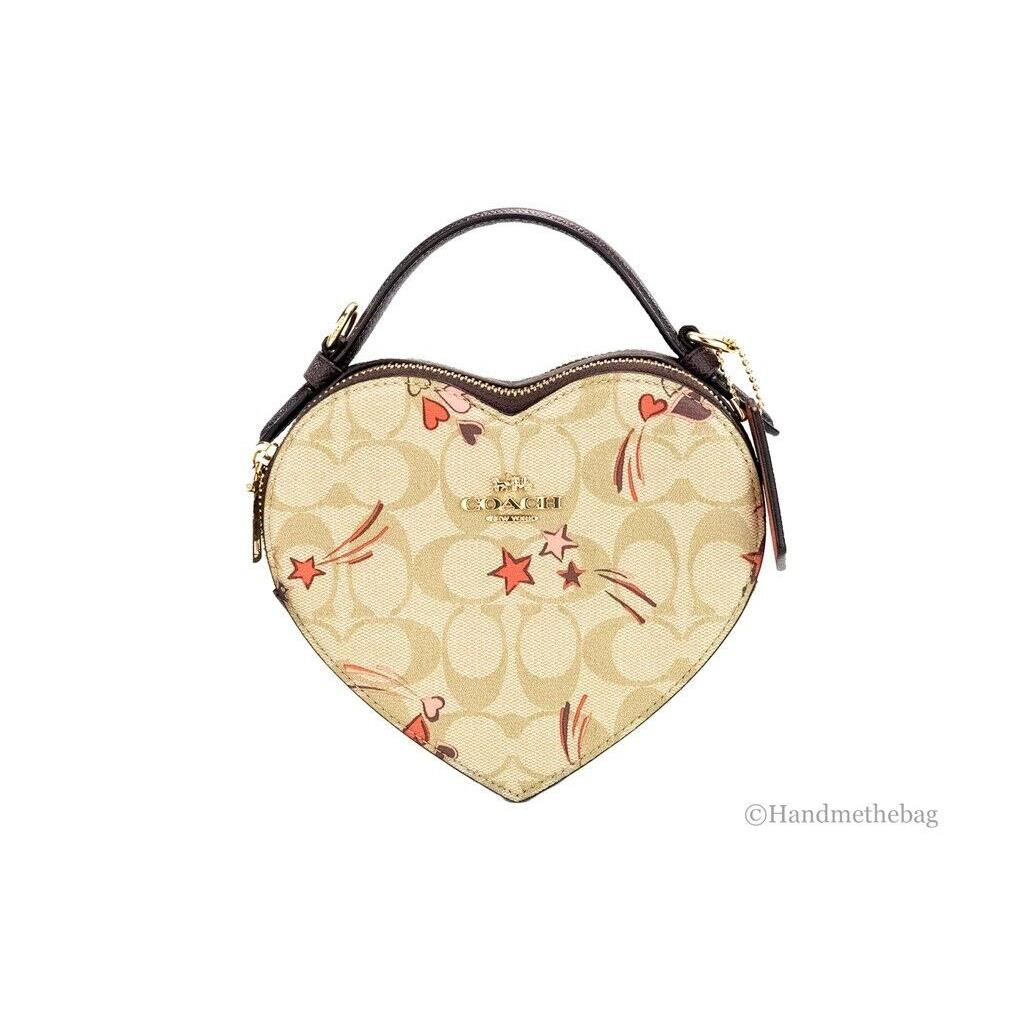 Coach CK523 Heart Small Light Khaki Star Canvas Crossbody Bag Purse