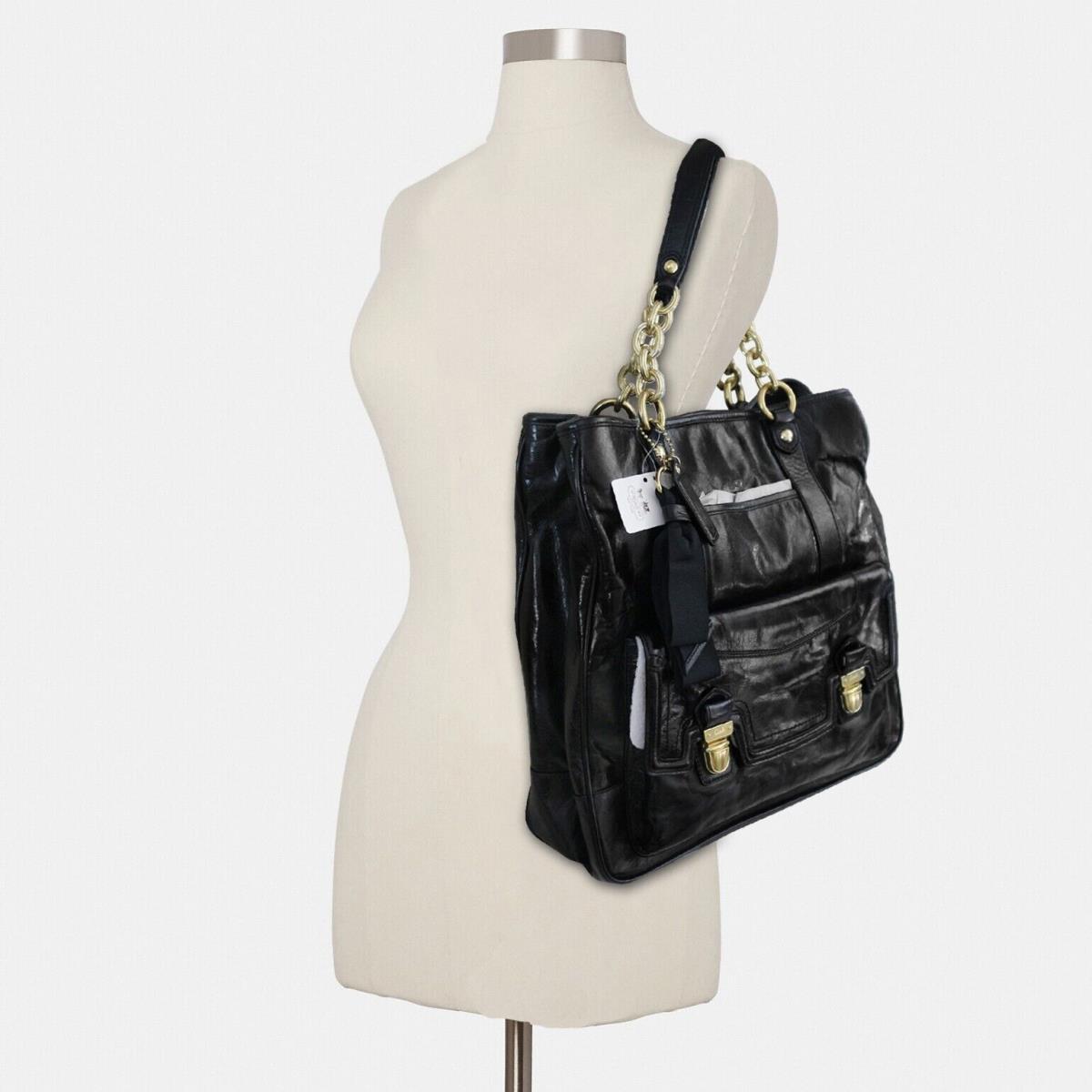 Coach Poppy Push Lock Leather N/s Shopper Tote Shoulder Bag