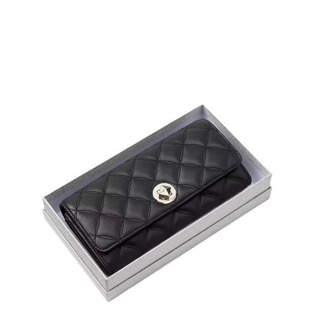 Kate Spade Tinsel Natalia Smooth Quilted Boxed Large Turn Lock Wallet Clutch